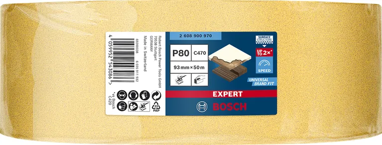 Bosch Expert C470 sanding sheet, 93mm, K80 (50 meter roll, for orbital sanders, for hand sanding)