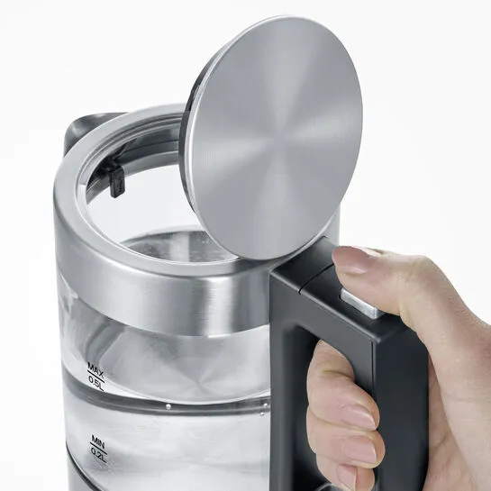 Severin WK 3472 kettle, 0.5L, 1100W, Glass/Stainless steel/Black