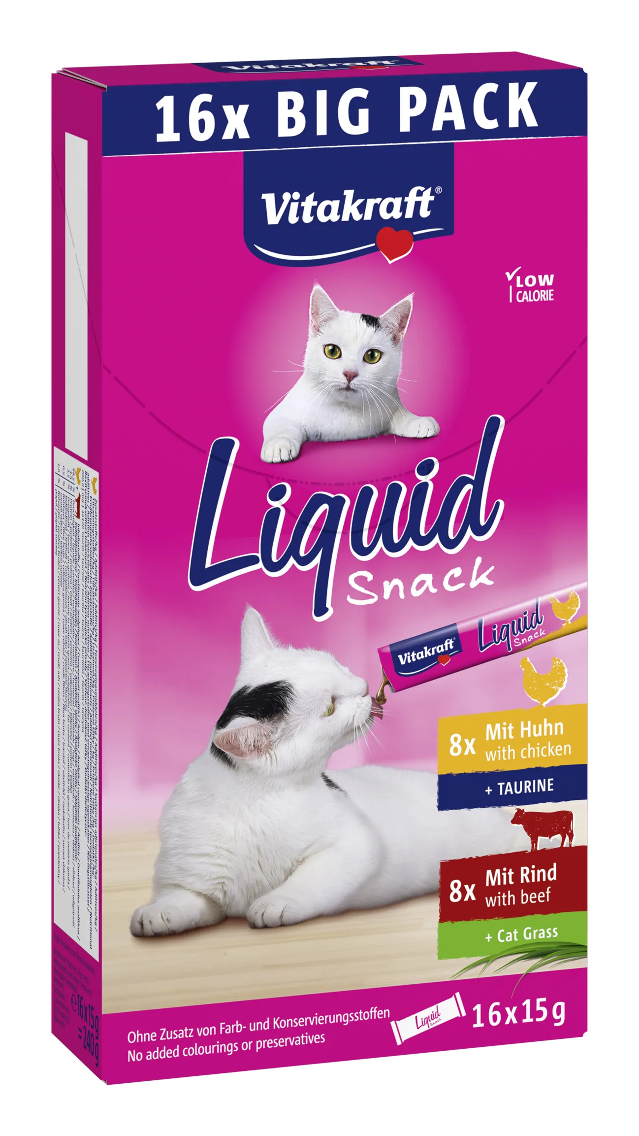 Vitakraft Liquid Snack Selection Chicken & Beef, Wet food for cats, Adult, 16 x 15g