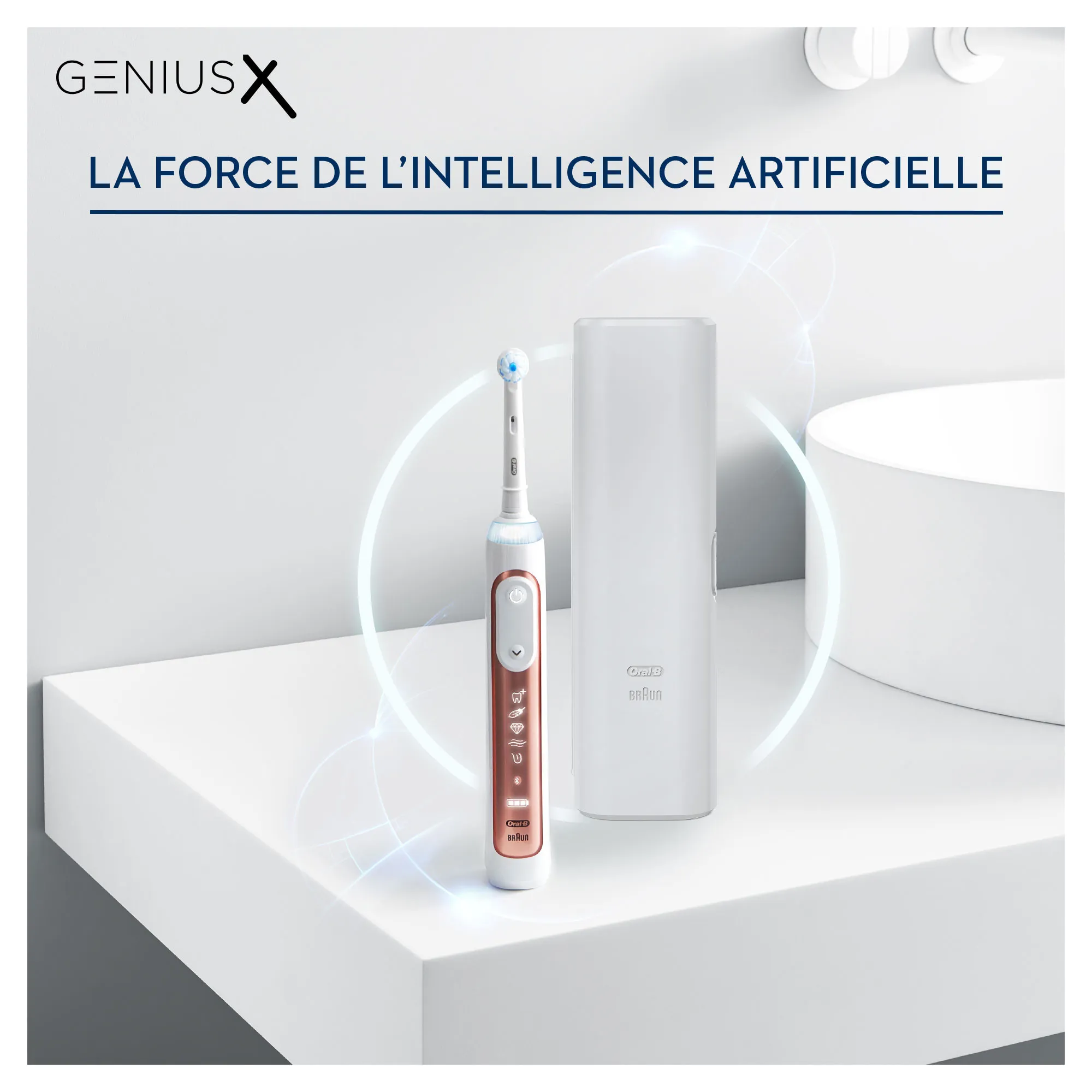 Oral-B GENIUS X - electric toothbrush, Pink gold, White
