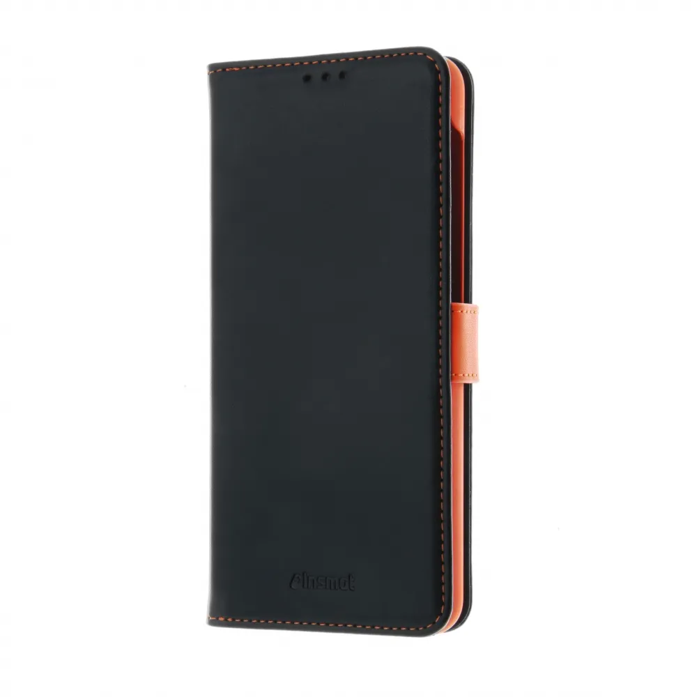 Insmat Flip Case, Galaxy A32 5G - Wallet Case, Black/Orange