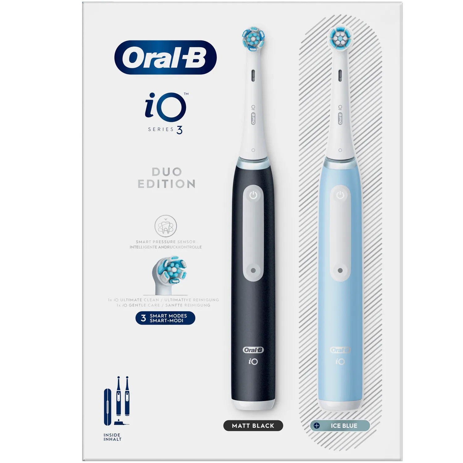 Oral-B iO3 Duo - eltandborste, 2 st, svart / bl&aring;