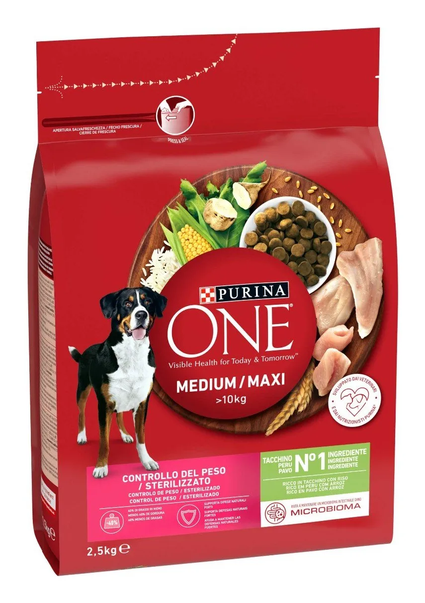Purina ONE Medium/Maxi Weight Control Sterilised Turkey & Rice, Dry food for dogs, Adult, 2.5kg