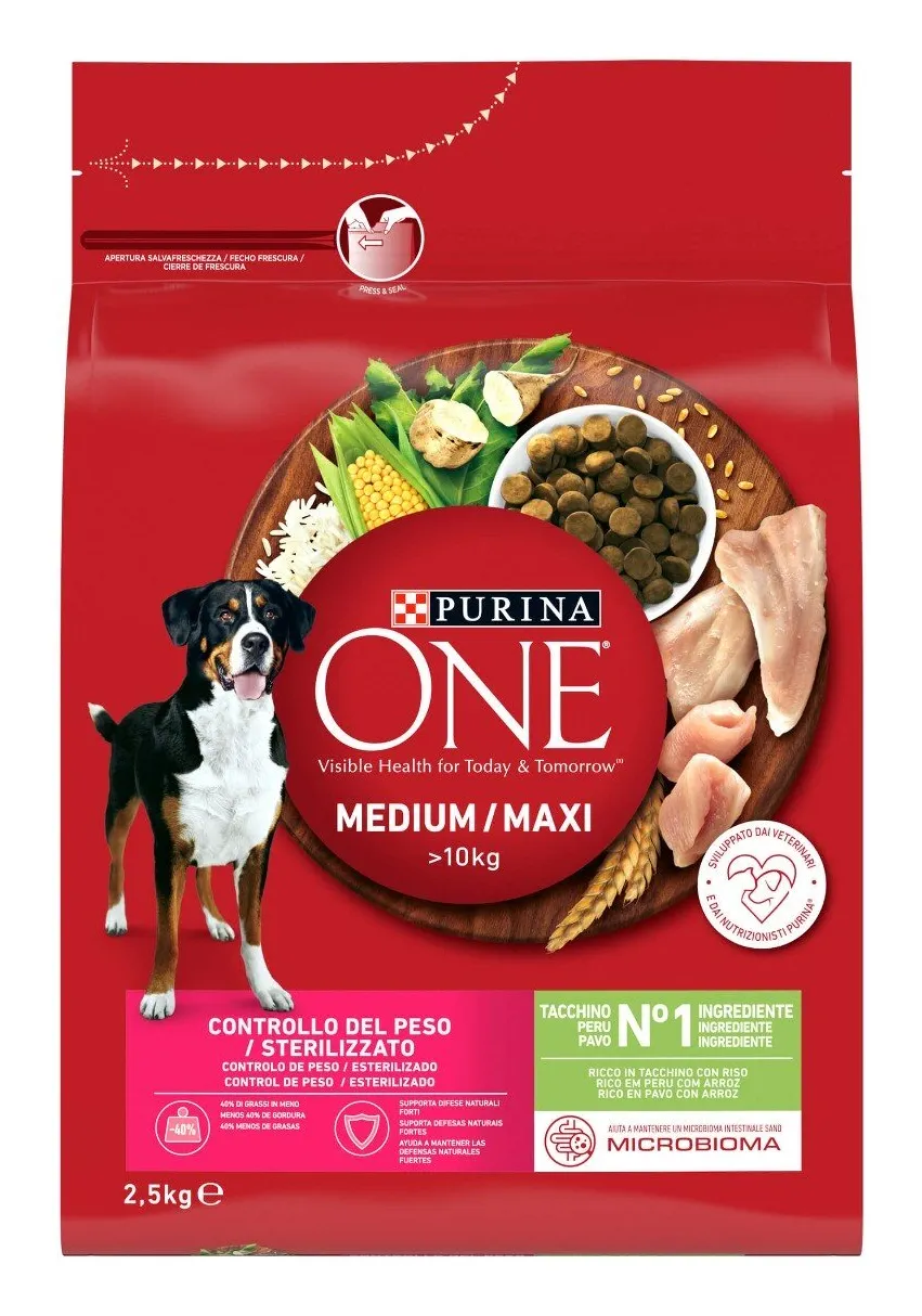 Purina ONE Medium/Maxi Weight Control Sterilised Turkey & Rice, Dry food for dogs, Adult, 2.5kg