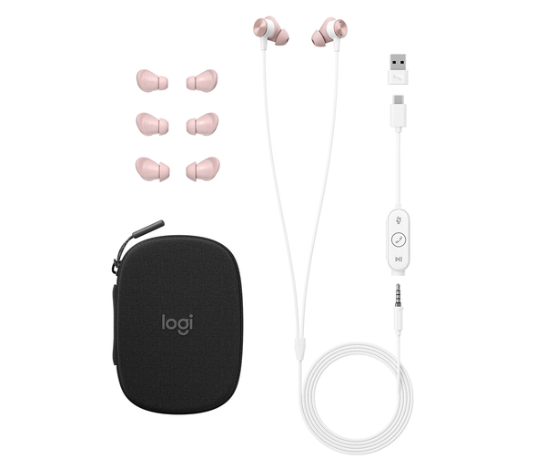 Logitech Zone - wired earbuds, rose