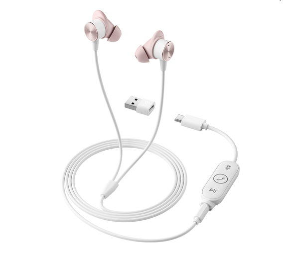 Logitech Zone - wired earbuds, rose