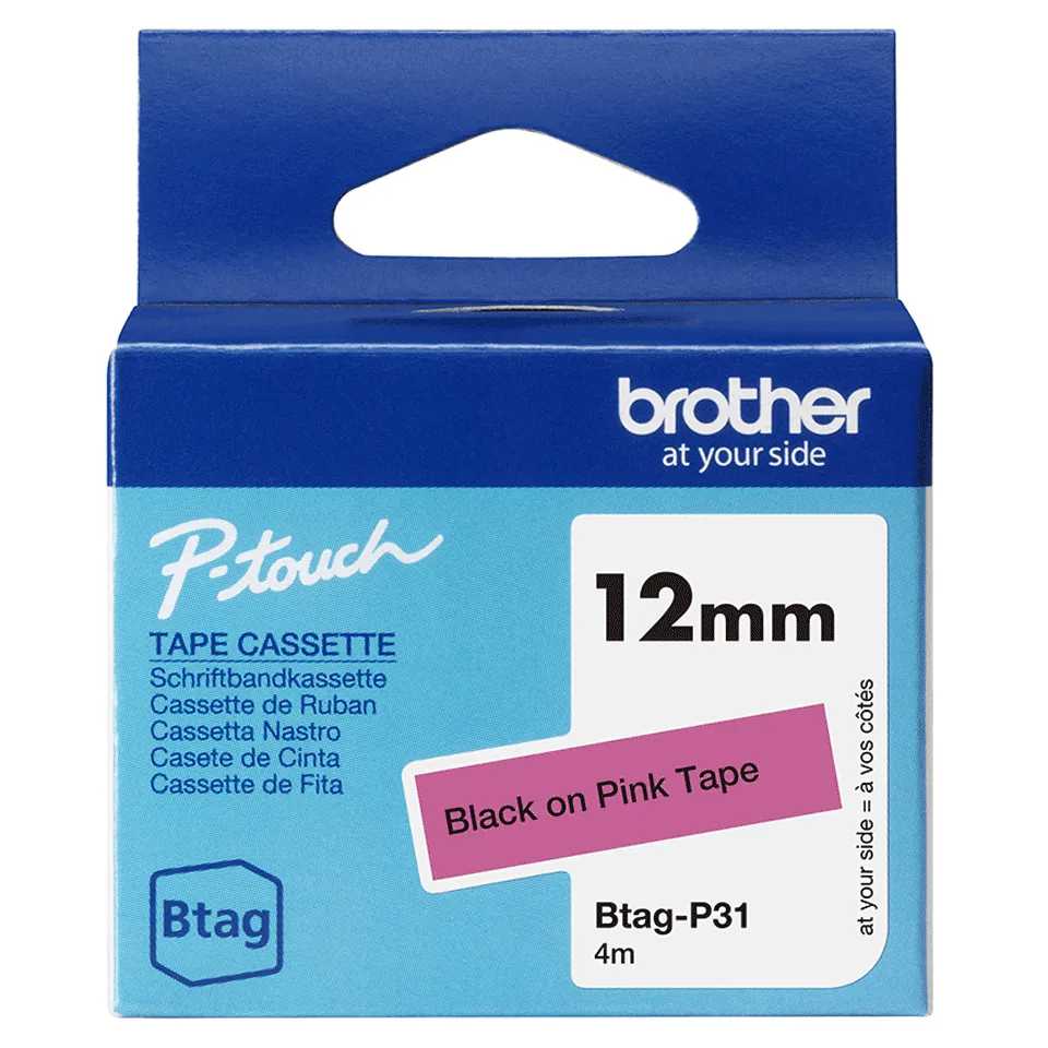 BTAG-P31 12mm Black on pink tape