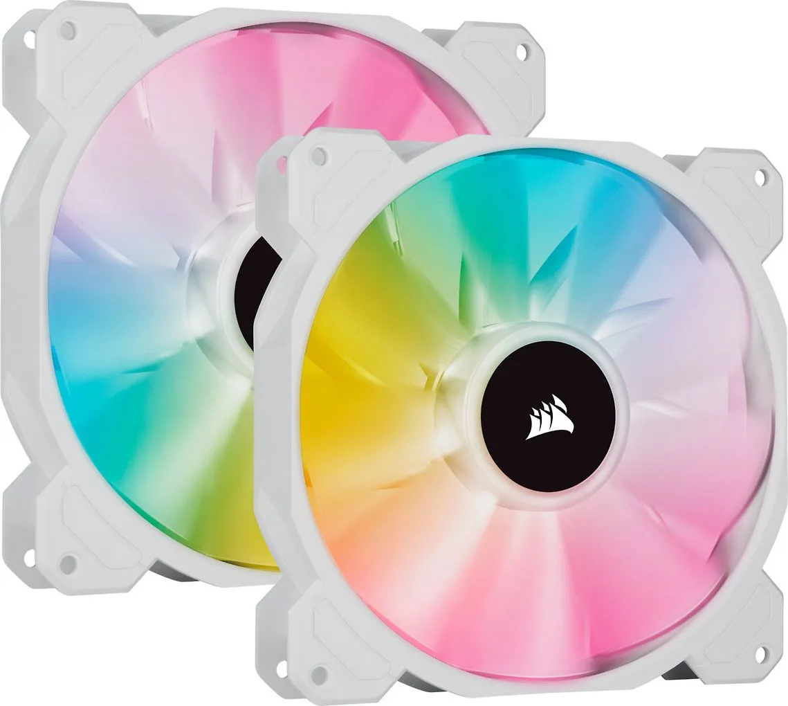 Corsair SP140 RGB ELITE, 140mm, PWM, Hydraulic Bearing, RGB Fan Kit, 2-pack, White