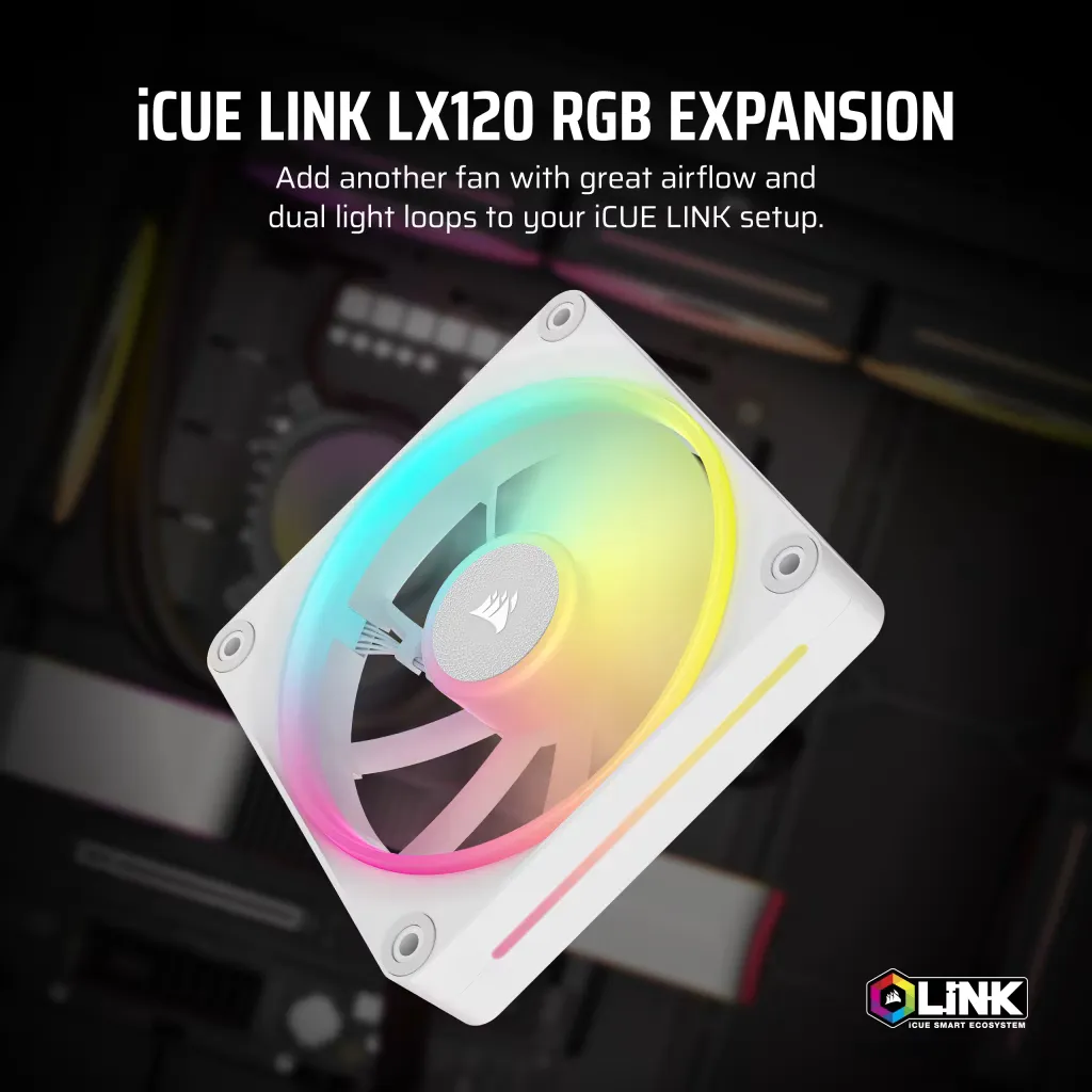 Corsair iCUE Link LX120 RGB, 120mm PWM - case fan, white