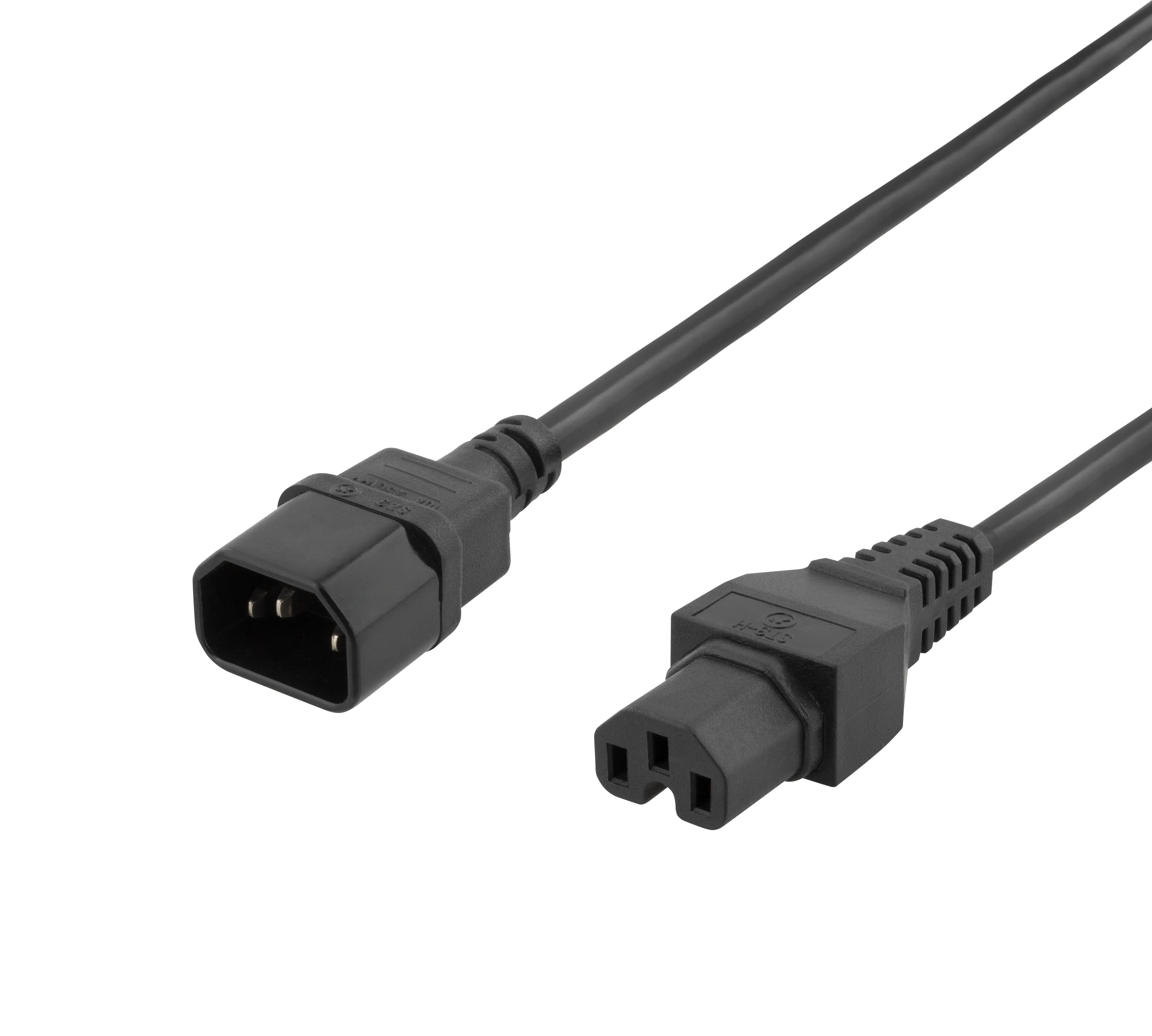 DELTACO extension cord IEC C15 - IEC C14, 0.5m, black