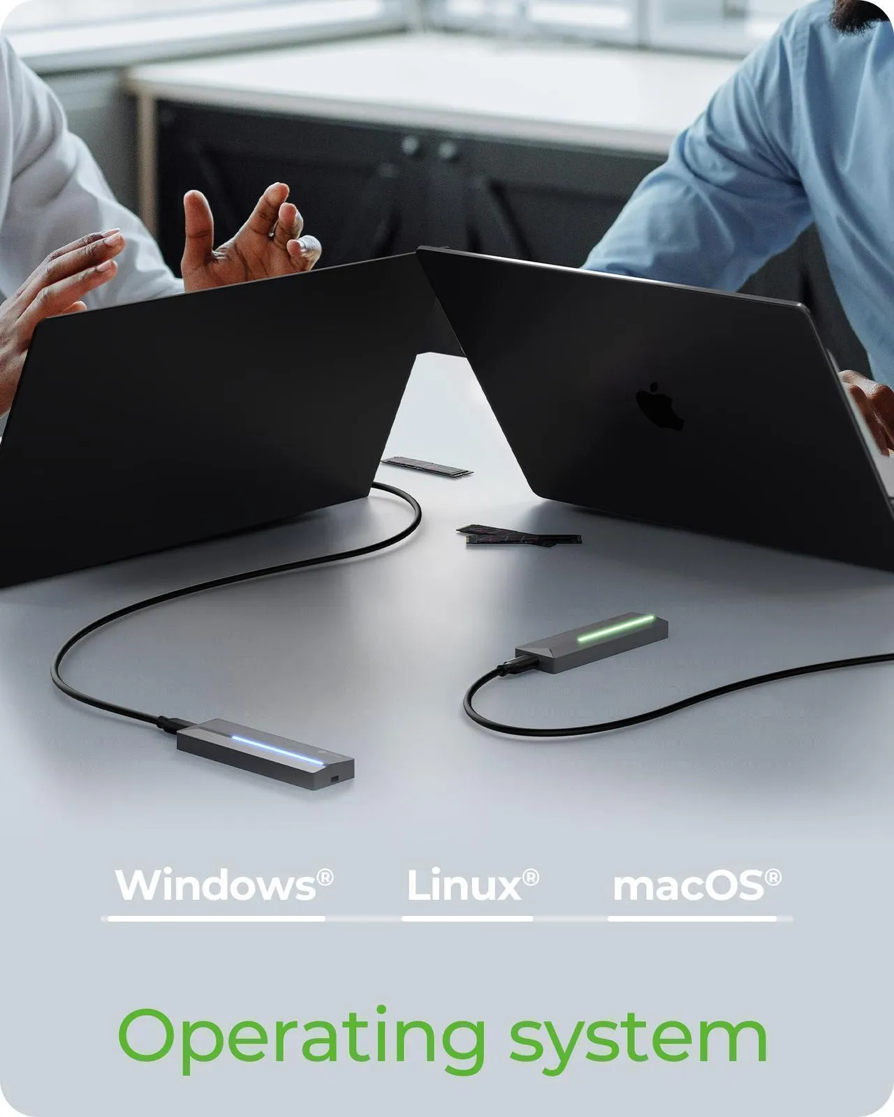 ICY BOX IB-1826MCL-CU31 M.2 NVMe/SATA SSD -kotelo, USB-C, USB 3.2 Gen 2, RGB-valaistus, harmaa