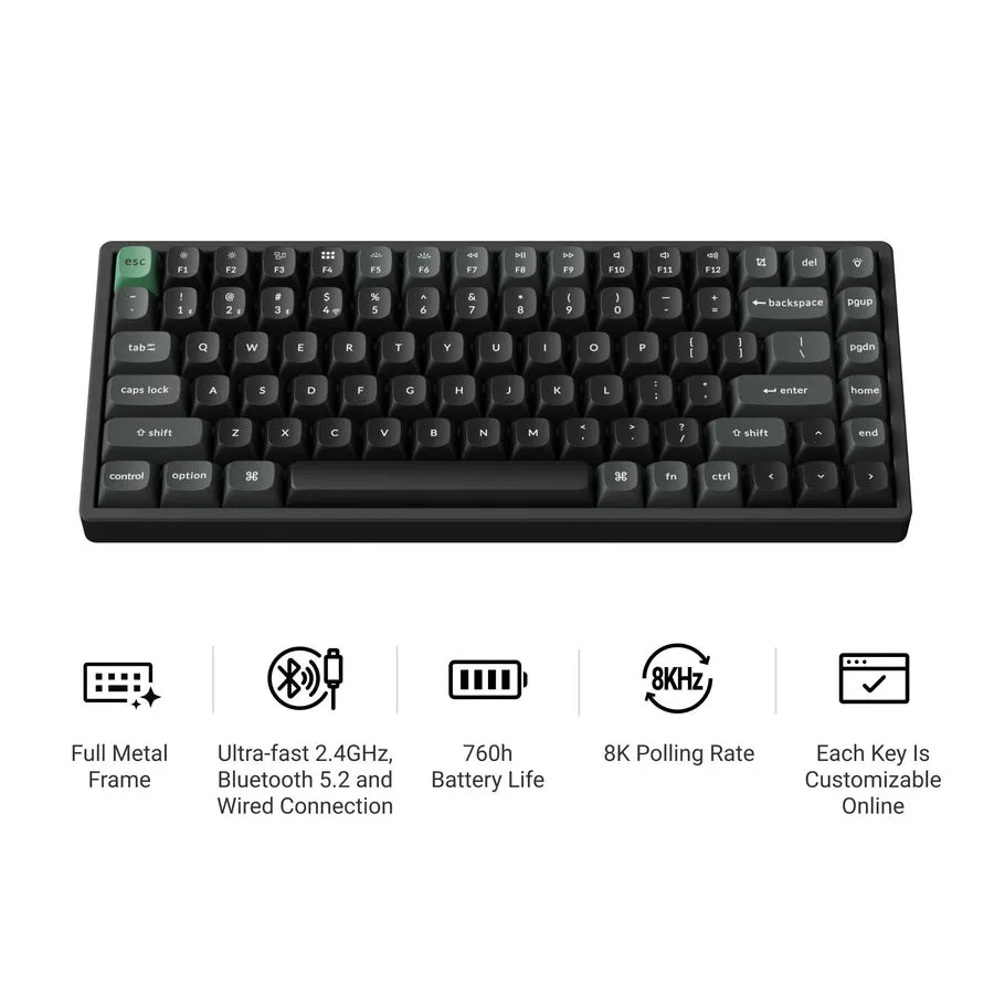 Keychron K2 Ultra 8K tr&aring;dl&ouml;st mekaniskt tangentbord, Apex Brown, svart