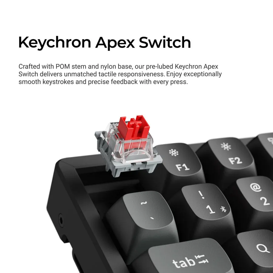 Keychron K2 Ultra 8K tr&aring;dl&ouml;st mekaniskt tangentbord, Apex Brown, svart