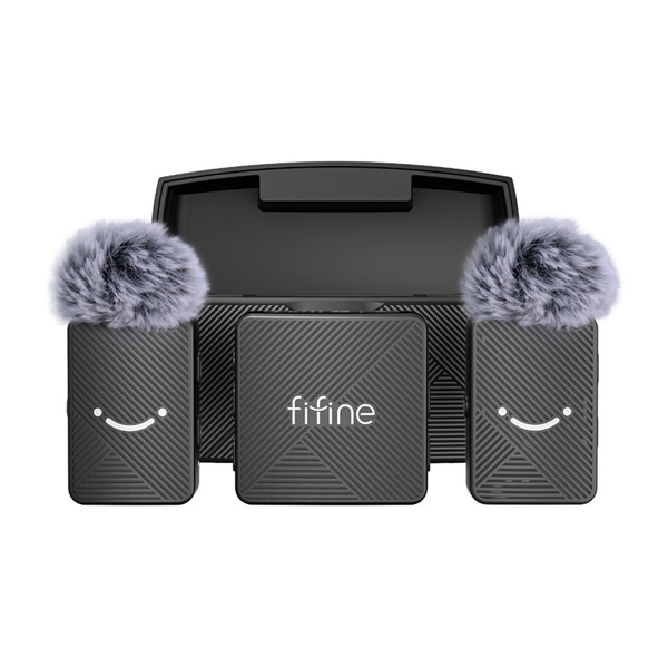 FIFINE M9 -langaton solmiomikrofoni (sis. 2 l&auml;hetint&auml; + 1 vastaanotin + kotelo), musta