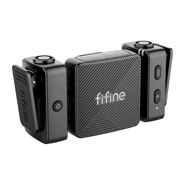 FIFINE M9 -langaton solmiomikrofoni (sis. 2 l&auml;hetint&auml; + 1 vastaanotin + kotelo), musta