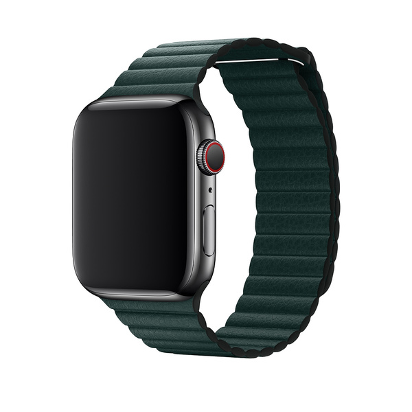 Apple Watch 44mm Forest Green Leather Loop - Large