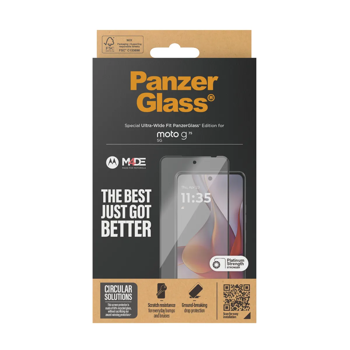 PanzerGlass Ultra-Wide Fit Moto G75 5G -panssarilasi, Black PanzerGlass Ultra-Wide Fit Moto G75 5G -panssarilasi, Black