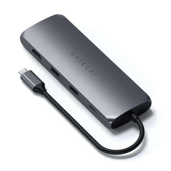 Satechi USB-C HYBRID w. built in SSD SSD storage compartment, - Space Grey