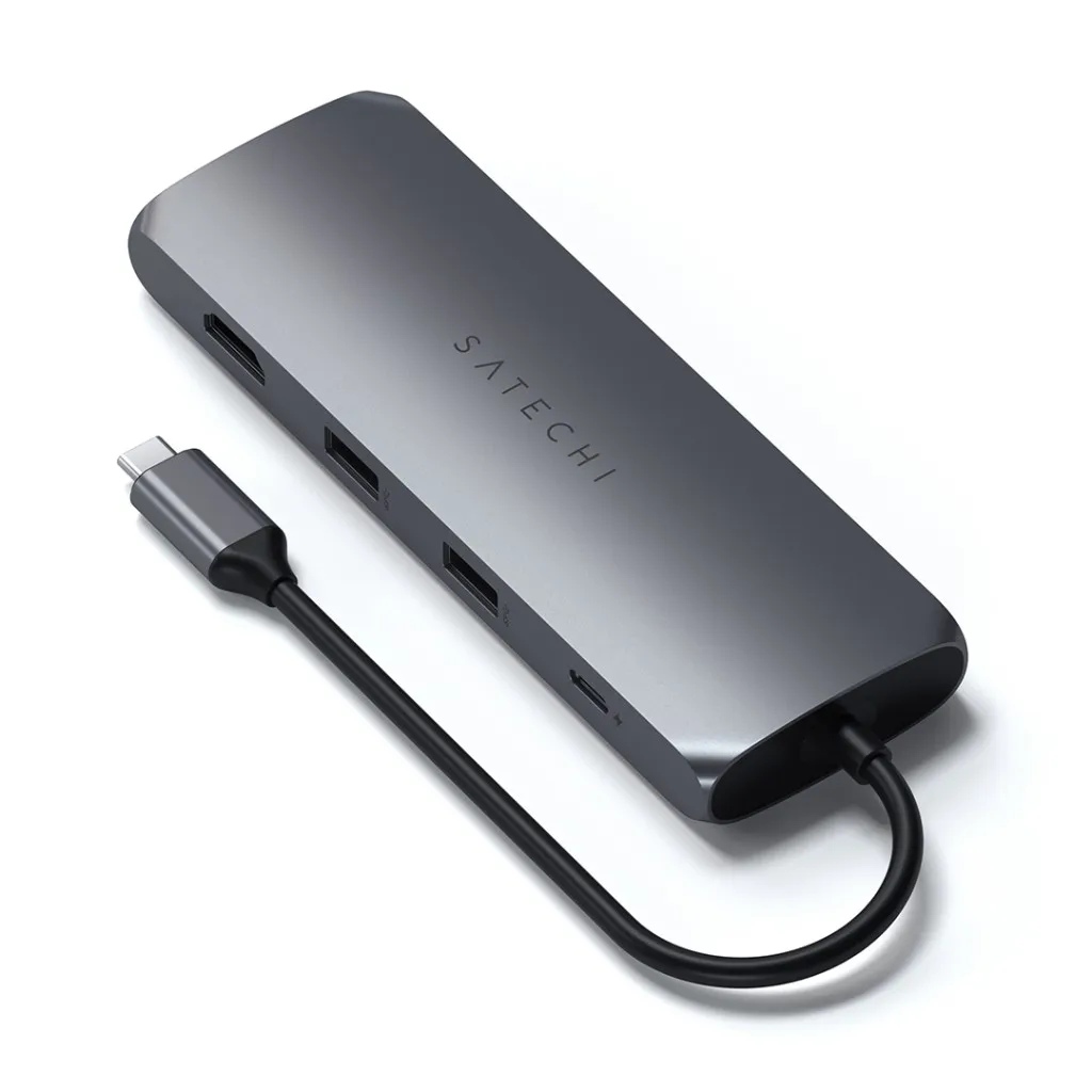 Satechi USB-C HYBRID, jossa on sisäänrakennettu SSD SSD-tallennuslokero, - Avaruusharmaa