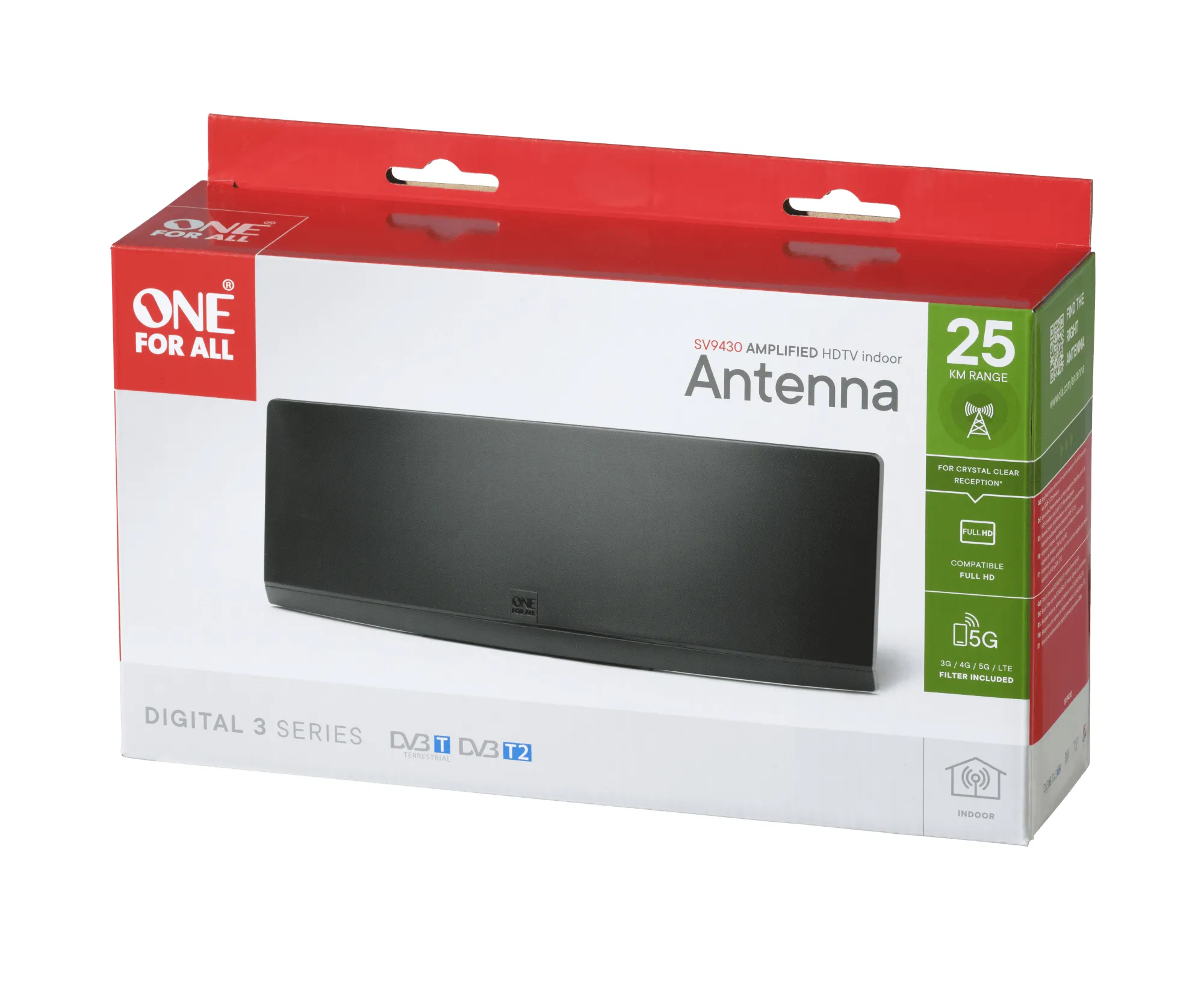 ONE FOR ALL SV9430 5G Vahvistettu DVB-T/T2 sis&auml;-TV-antenni