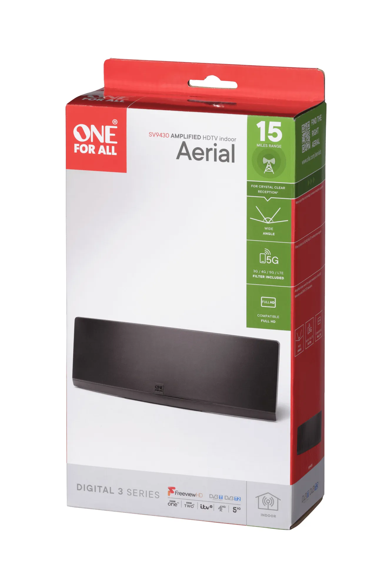 ONE FOR ALL SV9430 5G Vahvistettu DVB-T/T2 sis&auml;-TV-antenni