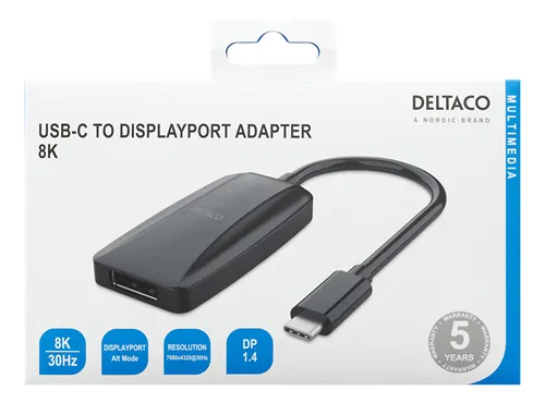Deltaco USB-C - DisplayPort - adapter,  Black