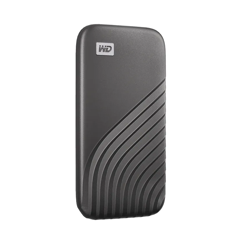 Western Digital My Passport SSD 2 TB extern SSD med USB 3.2 Gen 2 (USB-C), med h&aring;rdvarukryptering, med l&ouml;senordsskydd, st&ouml;tt&aring;lig, Space Gray