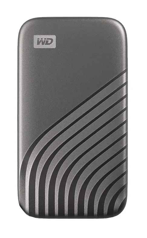 Western Digital My Passport SSD 2 TB extern SSD med USB 3.2 Gen 2 (USB-C), med h&aring;rdvarukryptering, med l&ouml;senordsskydd, st&ouml;tt&aring;lig, Space Gray