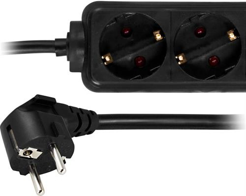 Deltaco GT-117D 3 outlets Power Strip, 3m, Black