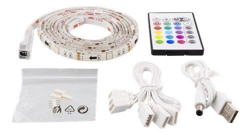 EPZI LED-lista, 4x50cm, 12 eri v&auml;ri&auml;, RGB, kauko-ohjaus, USB