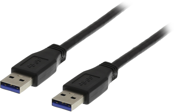 DELTACO USB 3.0 kaapeli, A ur - A ur, 0,5m, musta
