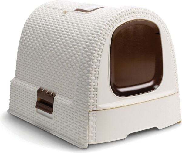 Curver Style Hooded Cat Litter Box, Cream