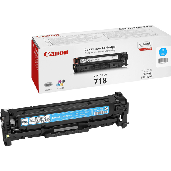 Canon 718 Cyan - Sinivihre&auml; - alkuper&auml;inen - v&auml;riainekasetti malleihin i-SENSYS LBP7210, LBP7680, MF728, MF729, MF8340, MF8360, MF8380, MF8540, MF8550, MF8580