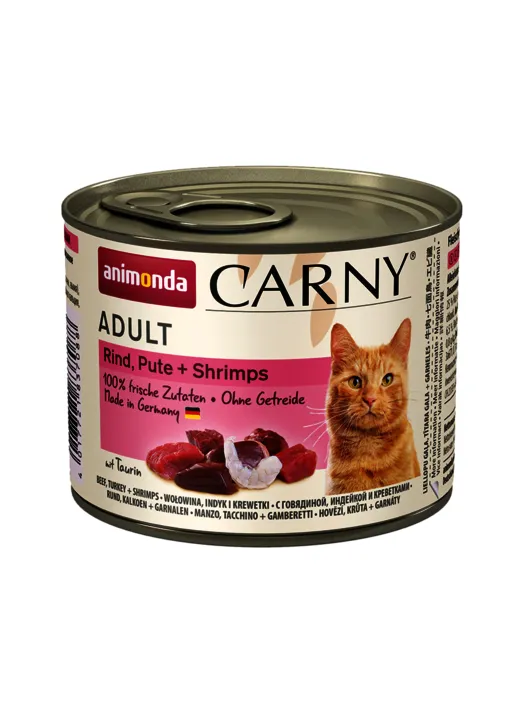 Animonda Carny Adult Beef, Turkey & Shrimps, Wet food for cats, 200g