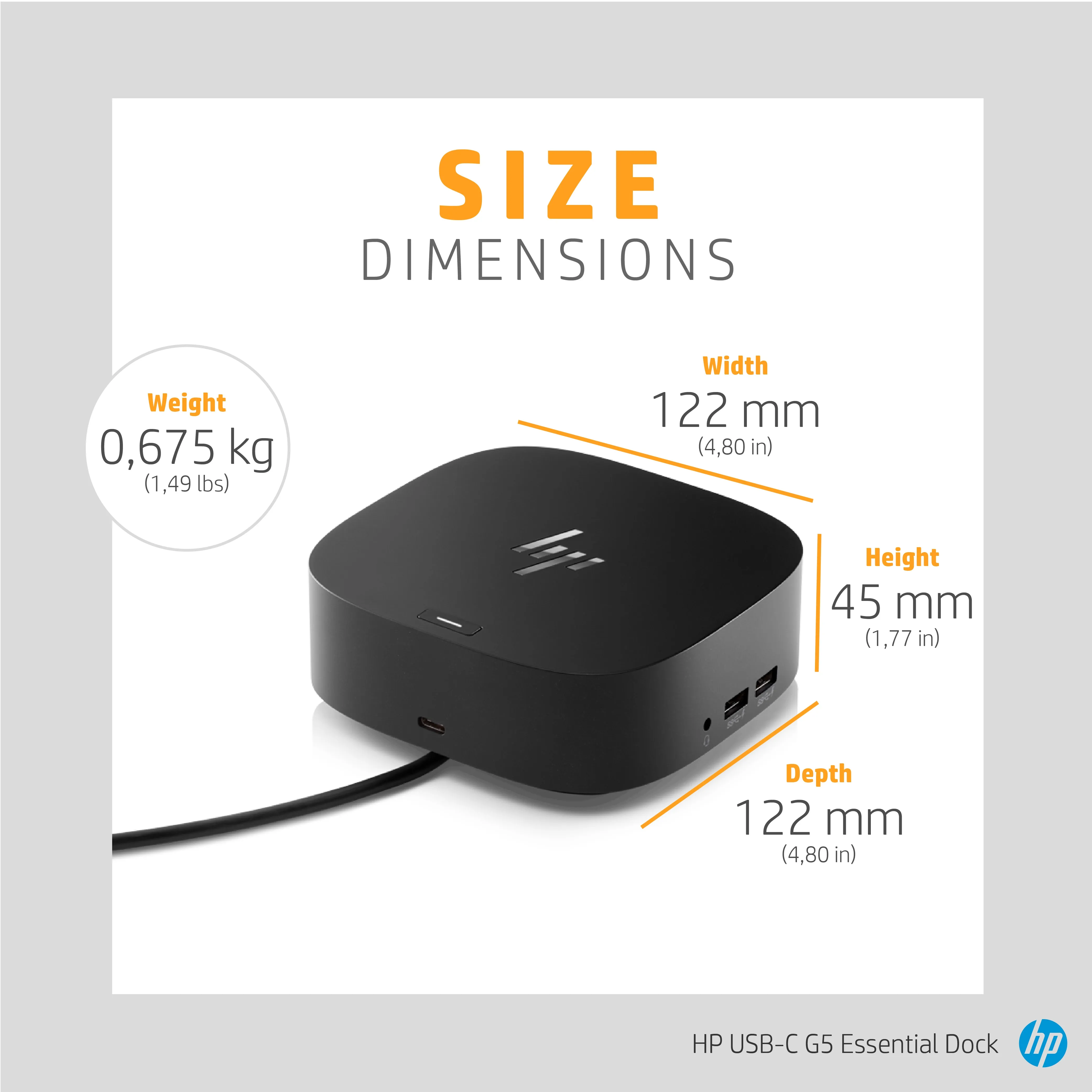 HP USB-C G5 Essential Dock EMEA - INTL English Loc - Euro plug