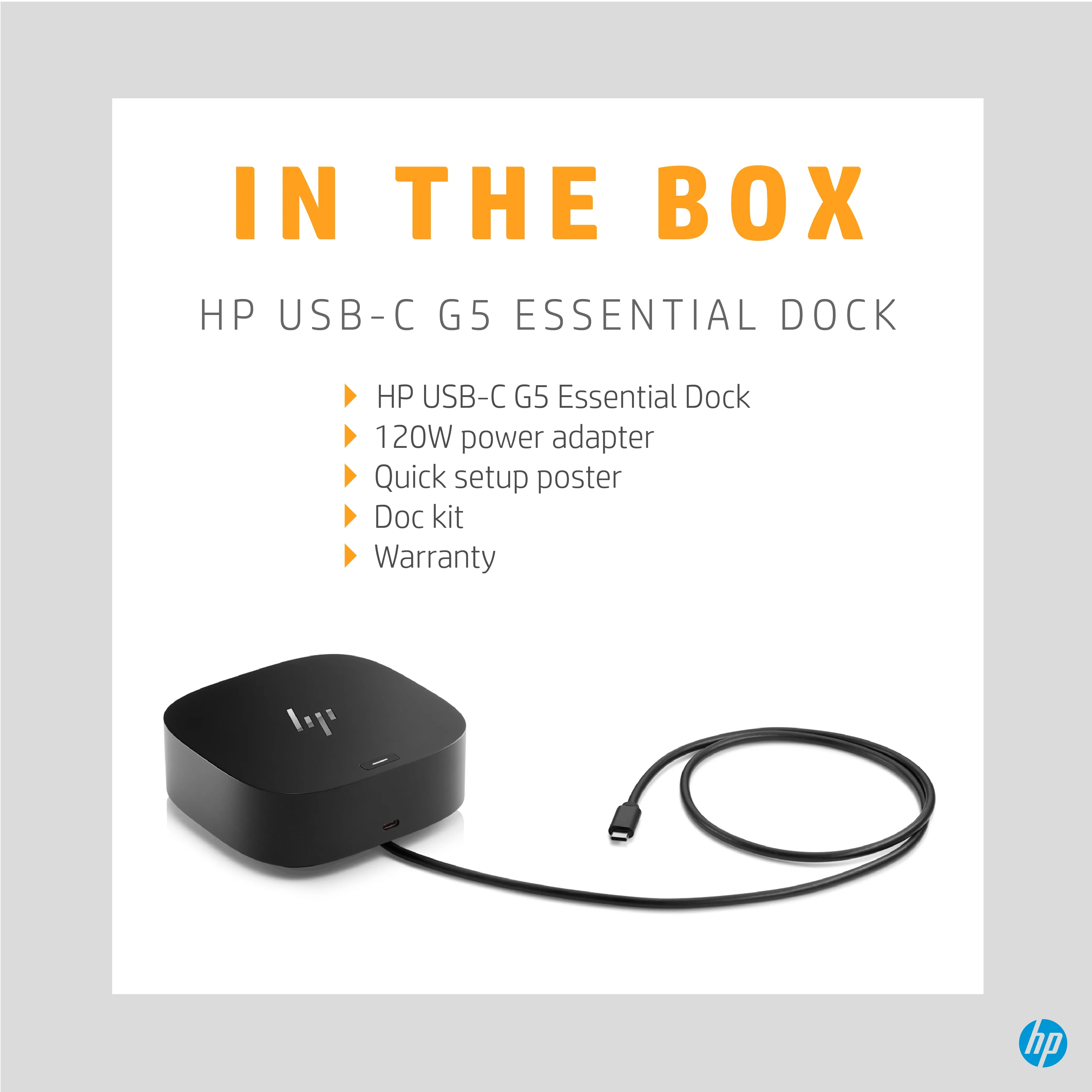 HP USB-C G5 Essential Dock EMEA - INTL English Loc - Euro plug