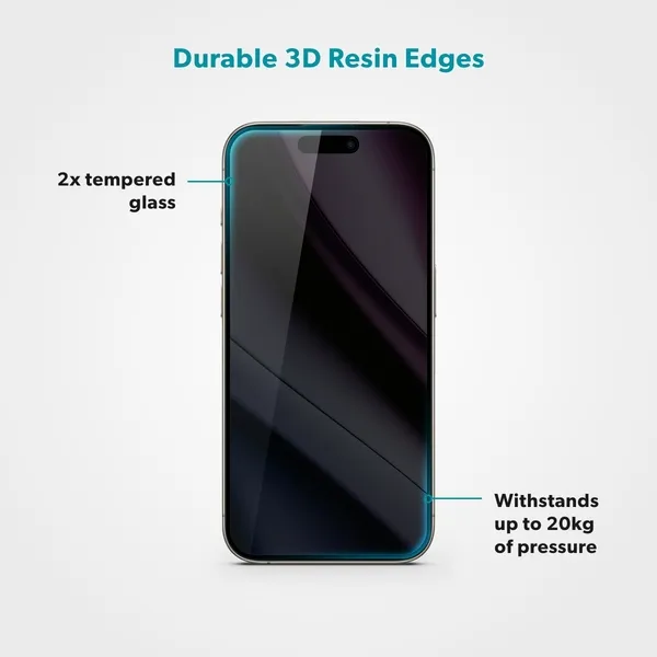 Epico Privacy Glass 3D f&ouml;r iPhone 16 - sk&auml;rmskydd