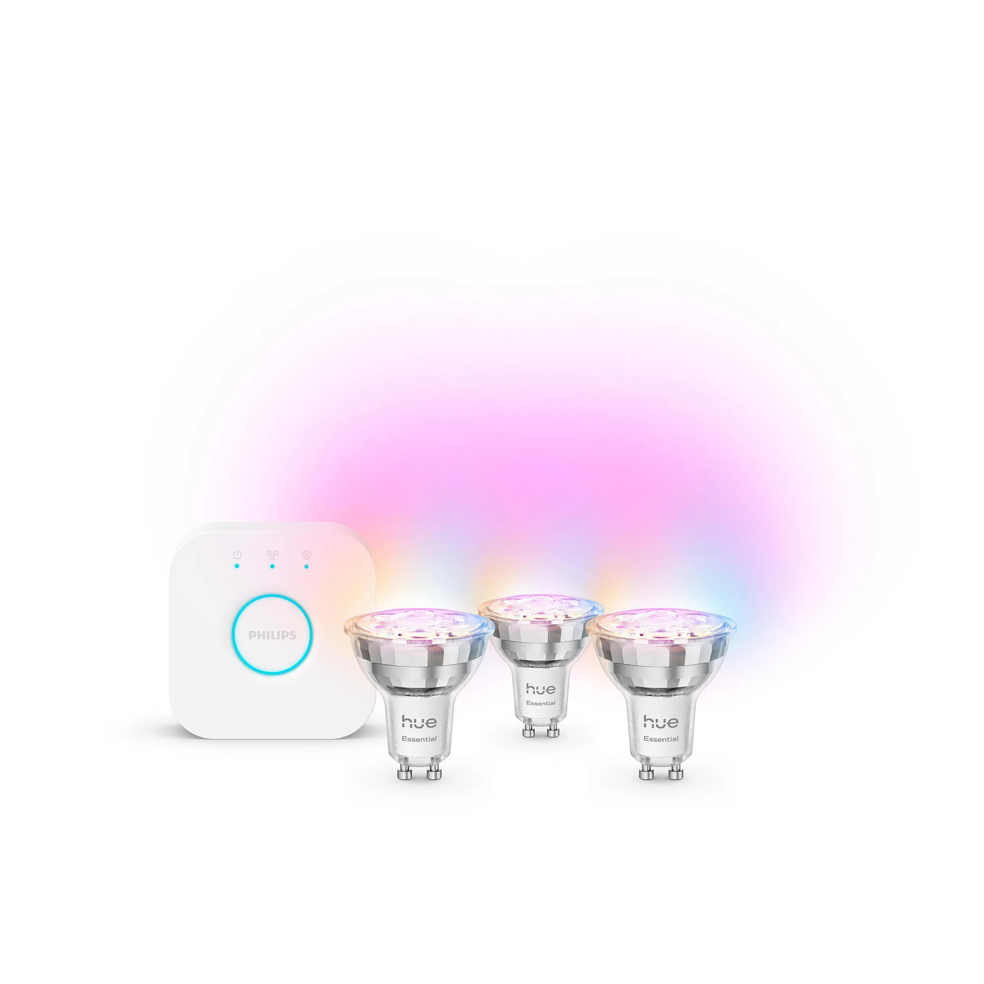 Philips Hue Essential GU10 -kohdelamppu 3 KPL + Bridge