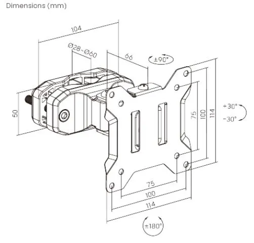 DELTACO OFFICE ARM-0304-B monitorarm, 17&ndash;32", 10 kg, svart
