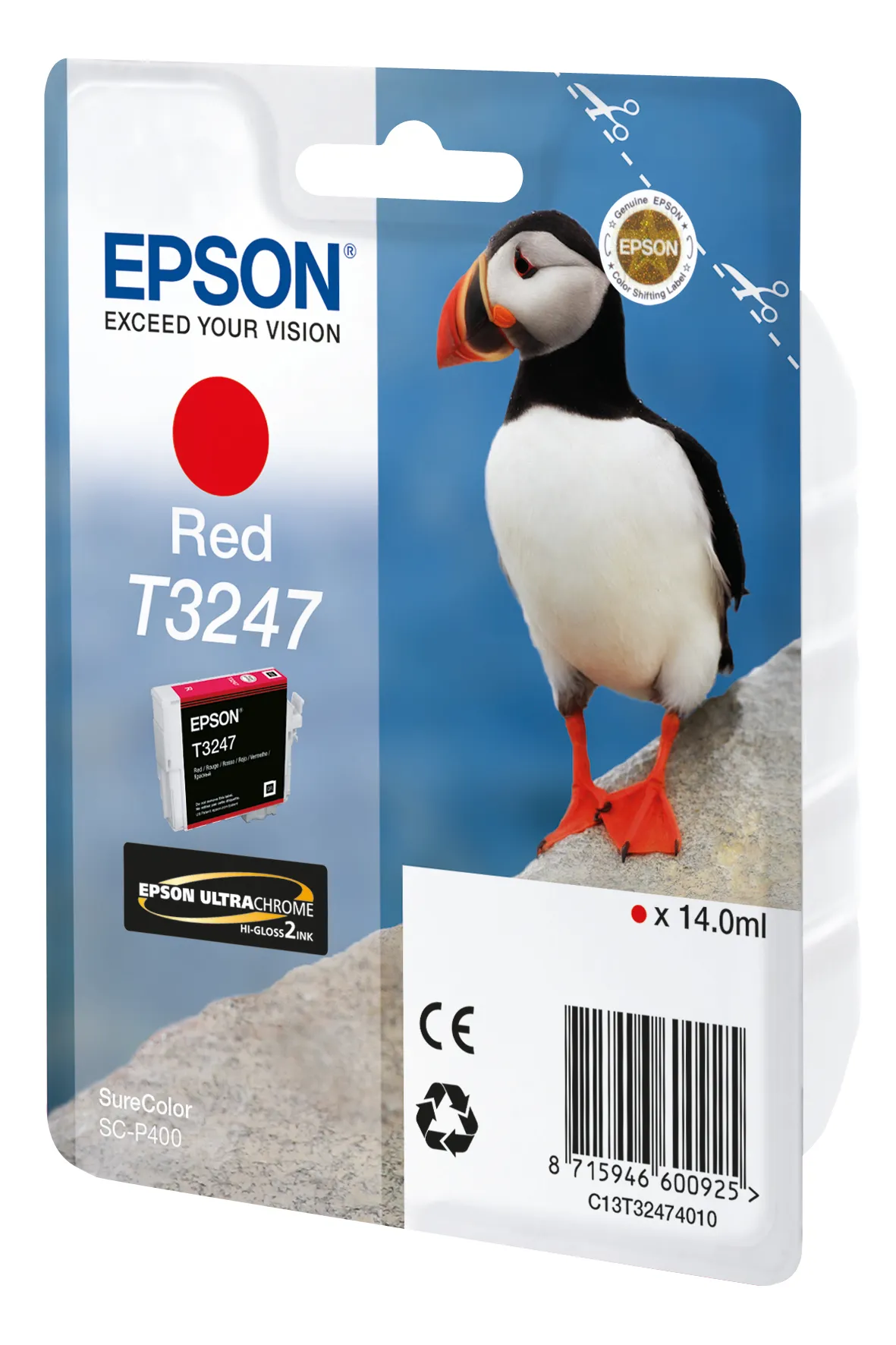 Epson T3247-mustekasetti, 14 ml, punainen