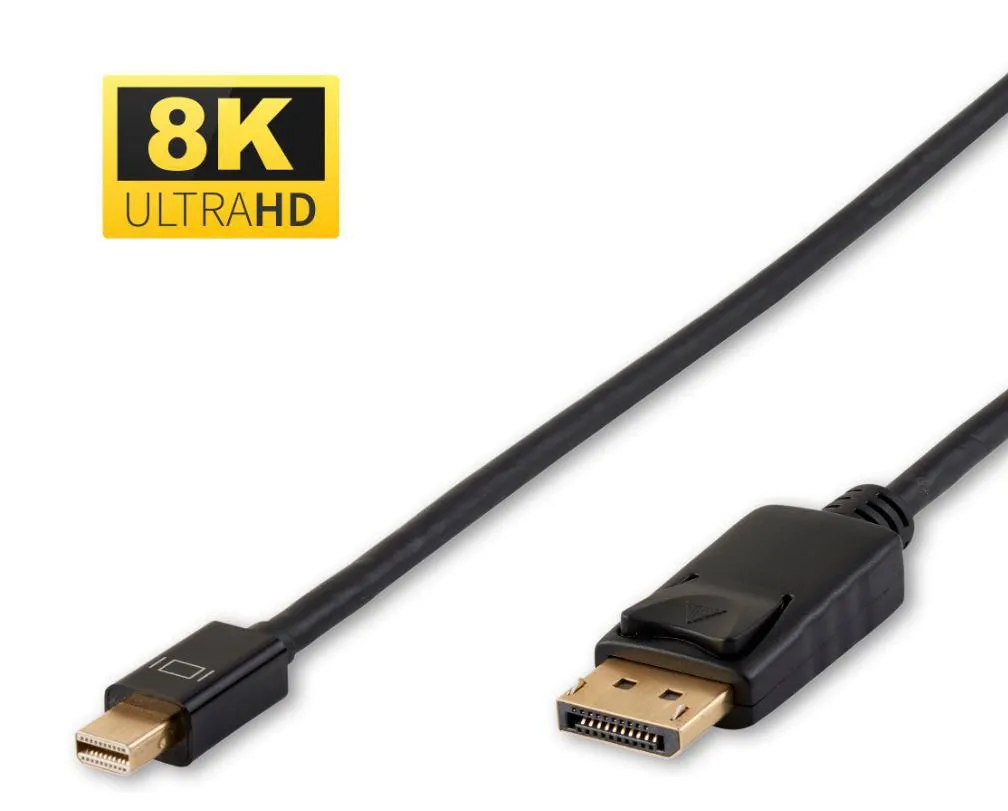 MicroConnect Mini DisplayPort 1.4 to DisplayPort cable, 8K, 2 m, Black