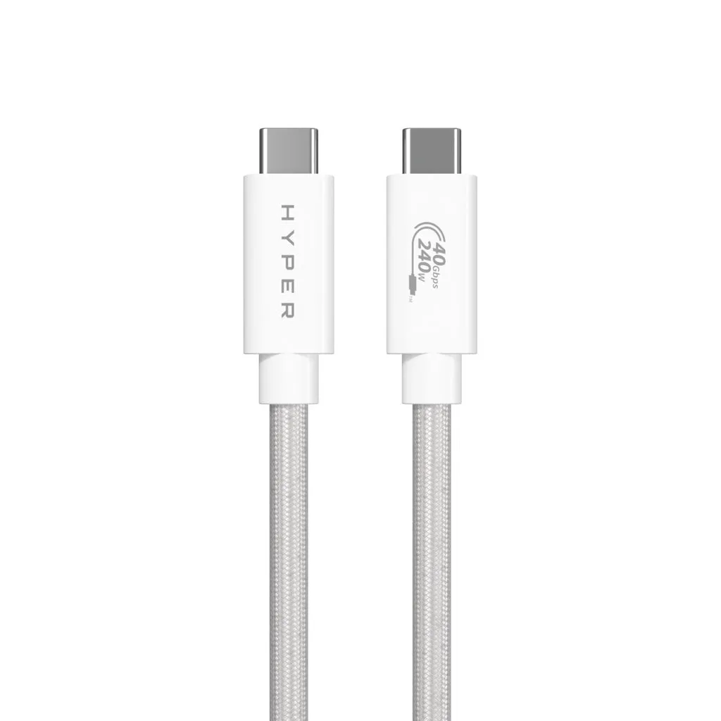 Hyper HyperDrive USB4 Performance USB-C -kaapeli, valkoinen, 1.2m