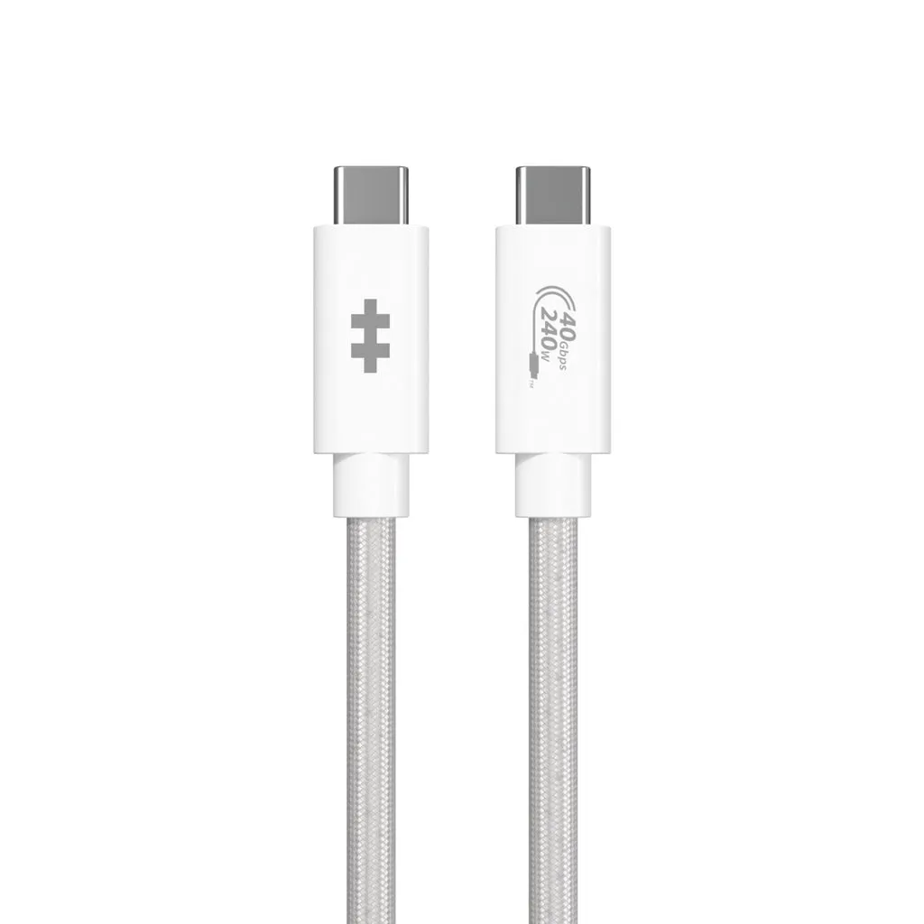 Hyper HyperDrive USB4 Performance USB-C -kaapeli, valkoinen, 1.2m