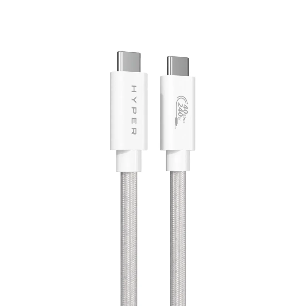 Hyper HyperDrive USB4 Performance USB-C -kaapeli, valkoinen, 1.2m