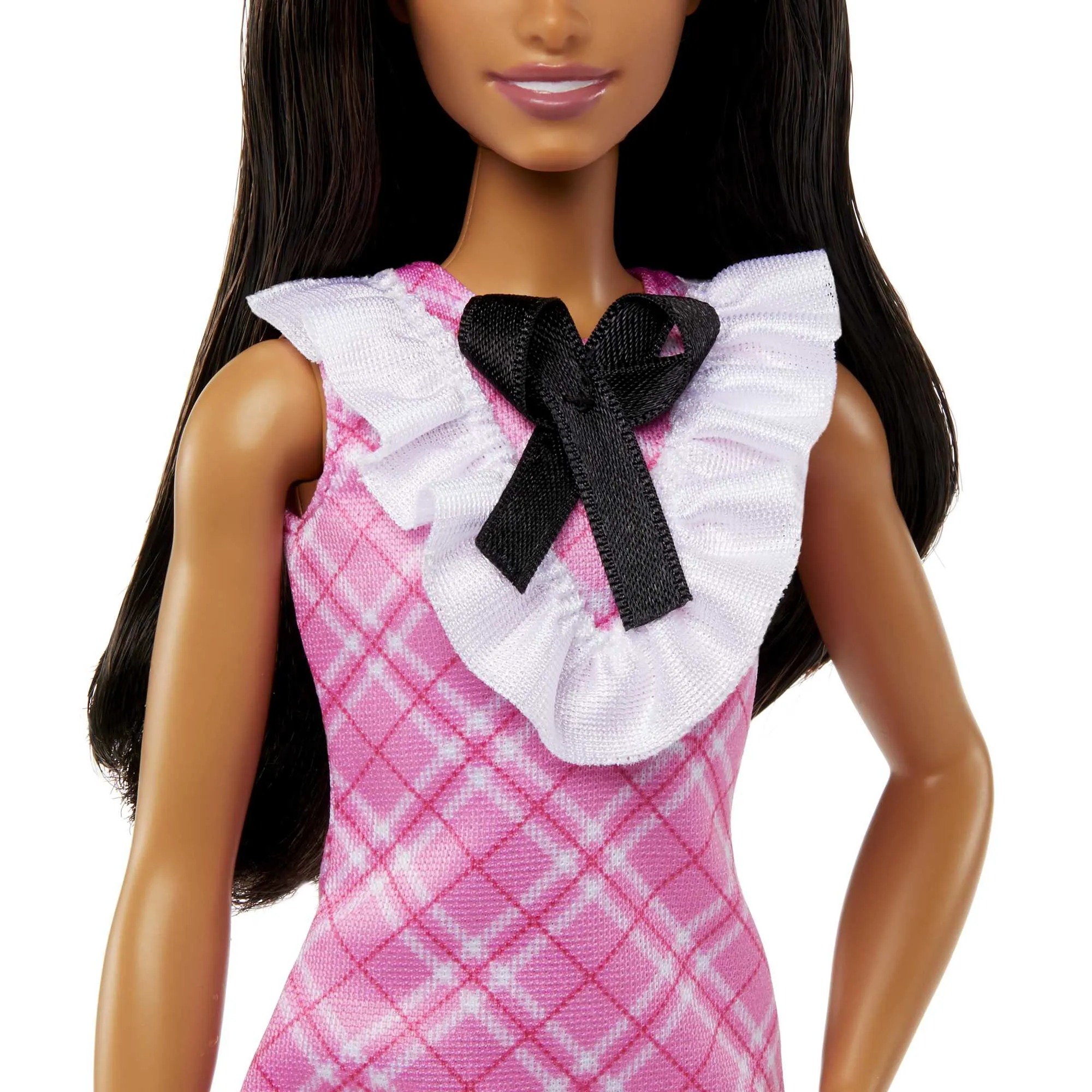 Mattel Barbie fashionistas doll with black hair and plaid dress