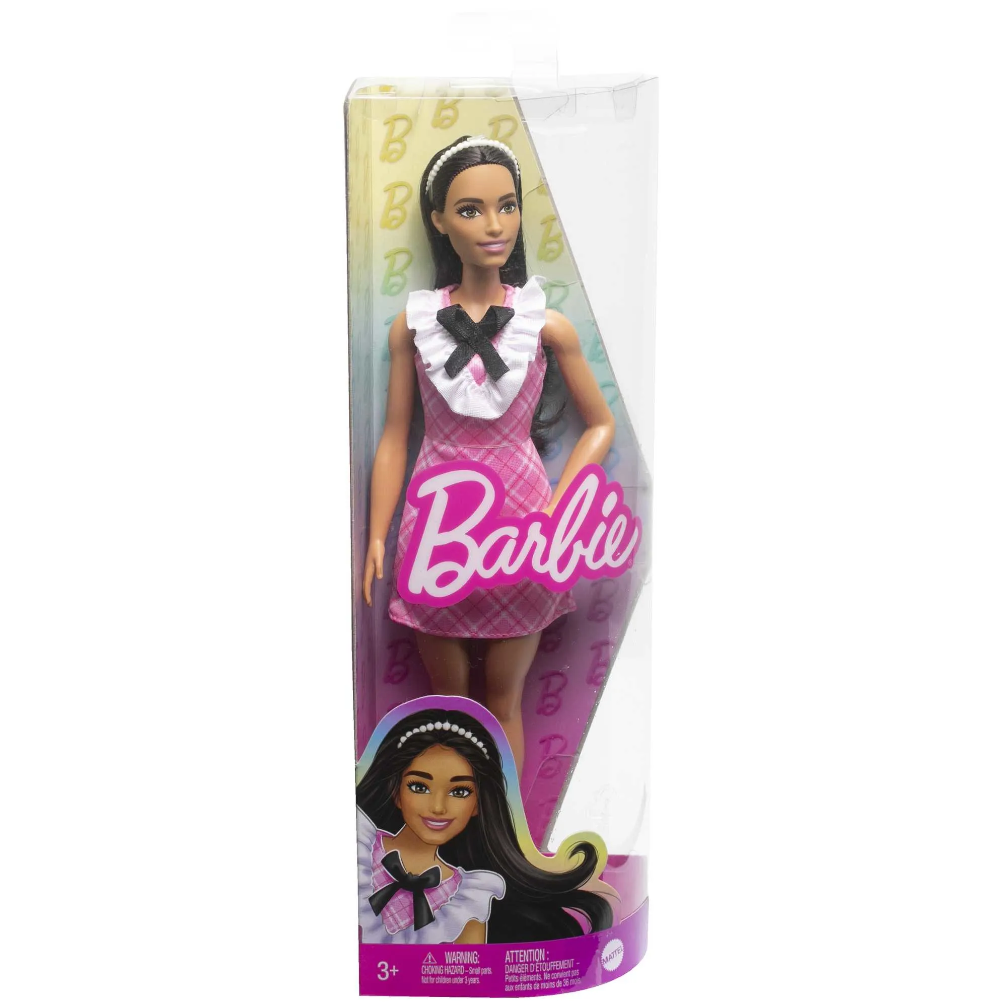 Mattel Barbie fashionistas doll with black hair and plaid dress