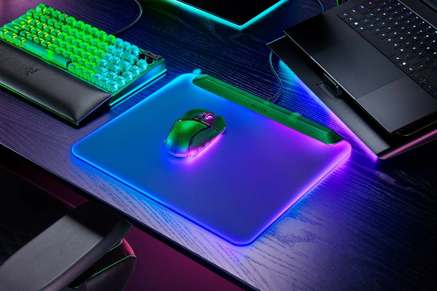 Razer Firefly V2 Pro - Phantom Green Edition RGB Gaming Mousepad with Hard Surface, 360x278 mm, Phantom Green