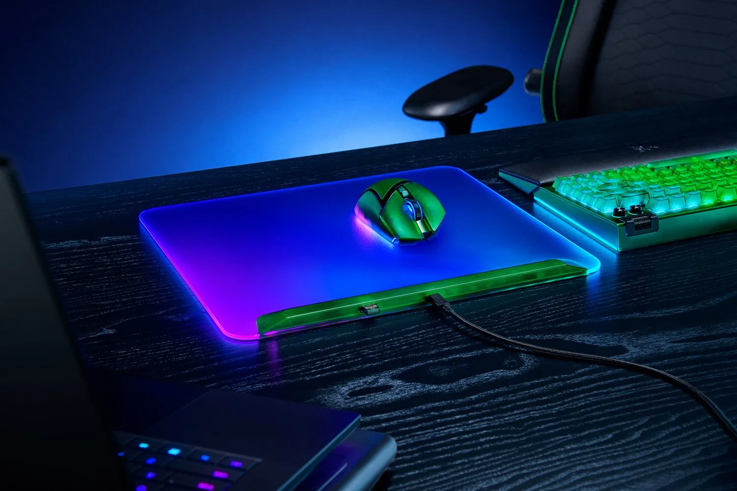 Razer Firefly V2 Pro - Phantom Green Edition RGB Gaming Mousepad with Hard Surface, 360x278 mm, Phantom Green