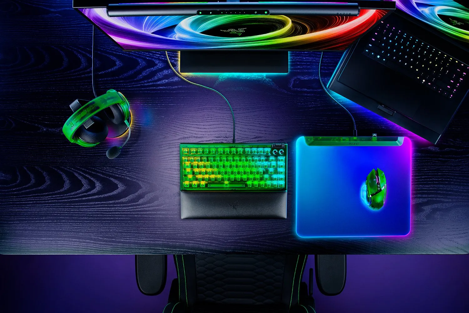 Razer Firefly V2 Pro - Phantom Green Edition RGB Gaming Mousepad with Hard Surface, 360x278 mm, Phantom Green