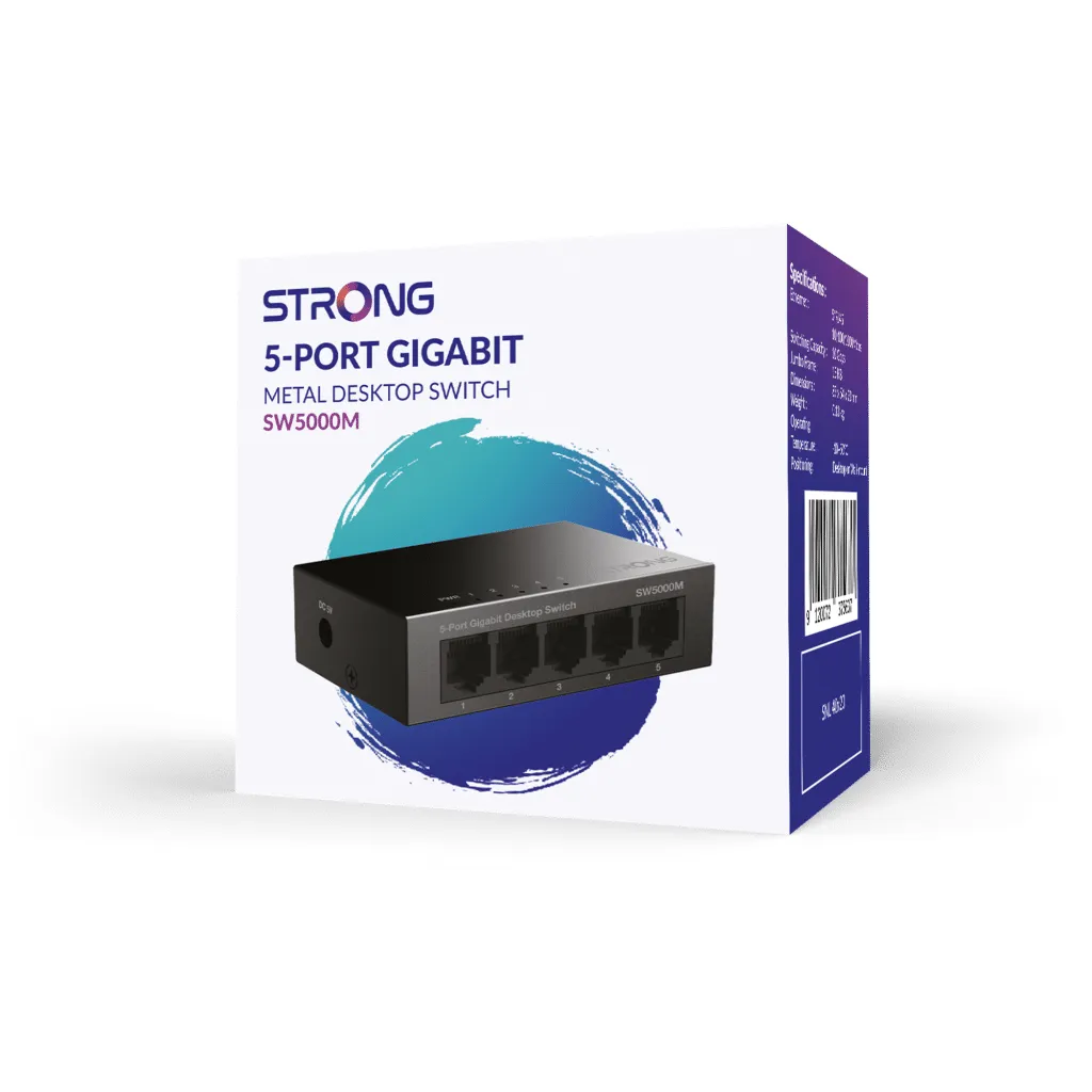 Strong 5-port Gigabitswitch Metall Svart